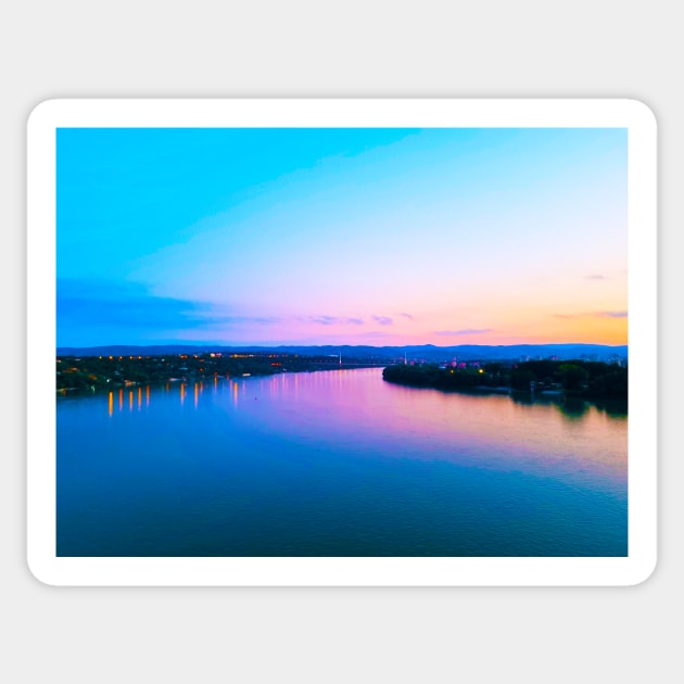 River Sunset Sticker by Kate-P-